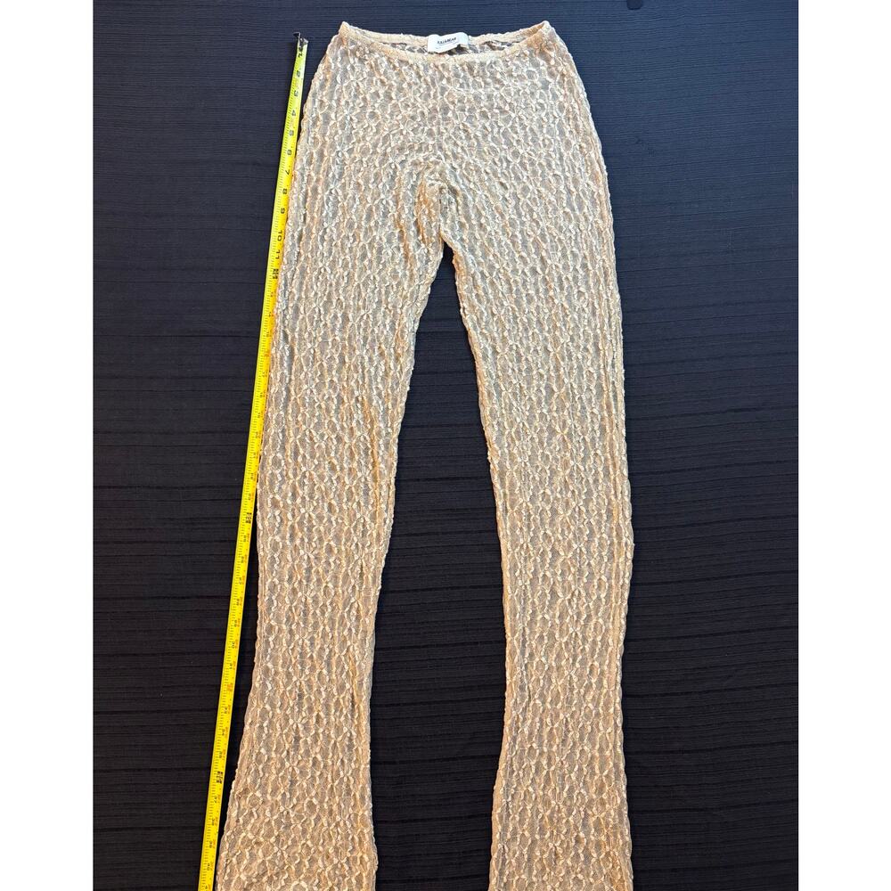 PULL&BEAR from ASOS Moroccan Straight Fit Eyelet Lace Mesh Pants in Cream Sz M
